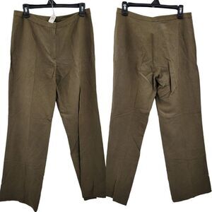 Vintage 80's‎ Emanuel Ungaro Trousers 6 Silk Linen Pressed Pleat Army Green